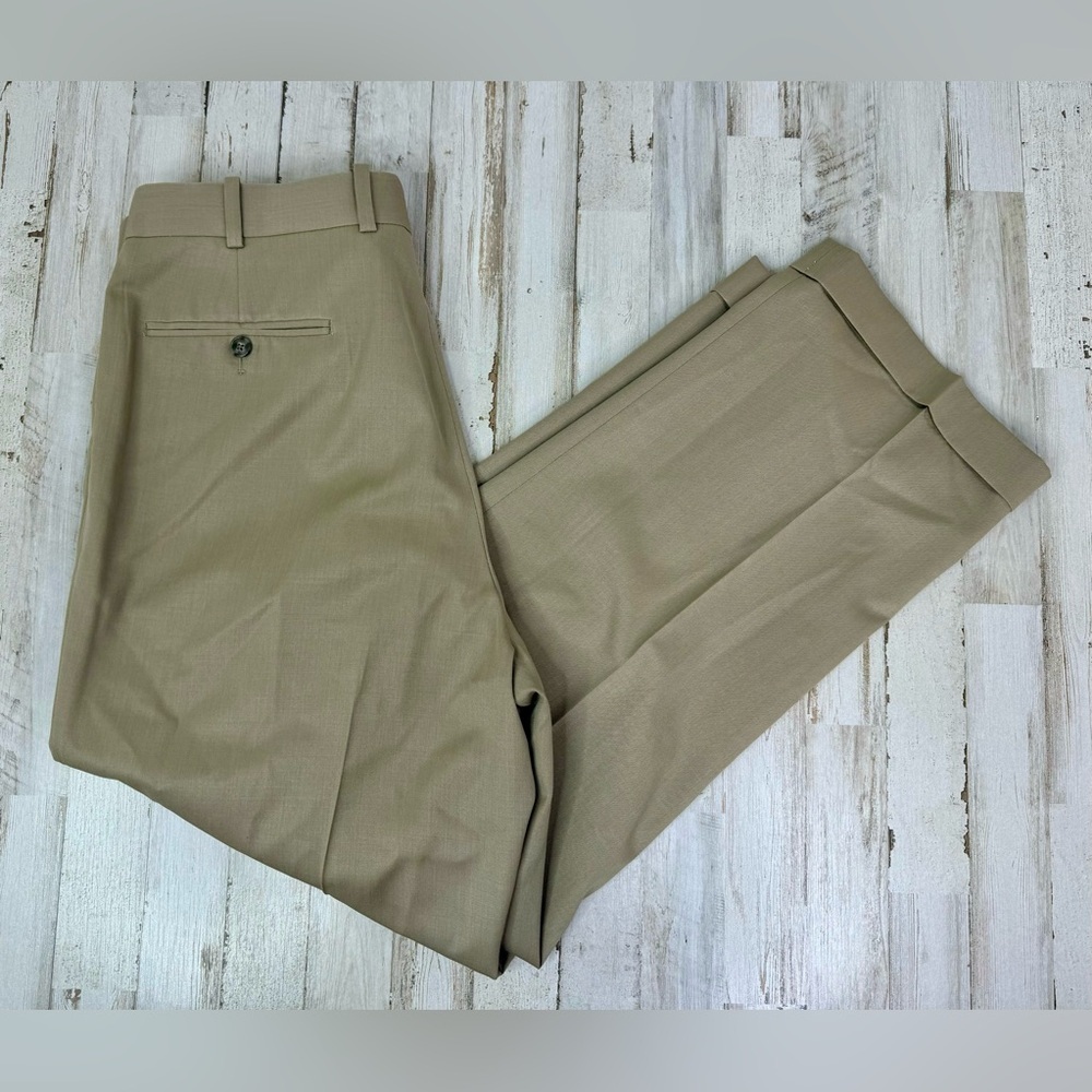 Pendleton Tan Wool Pleated Cuffed Trousers Mens Sz 36 (36x28.5)